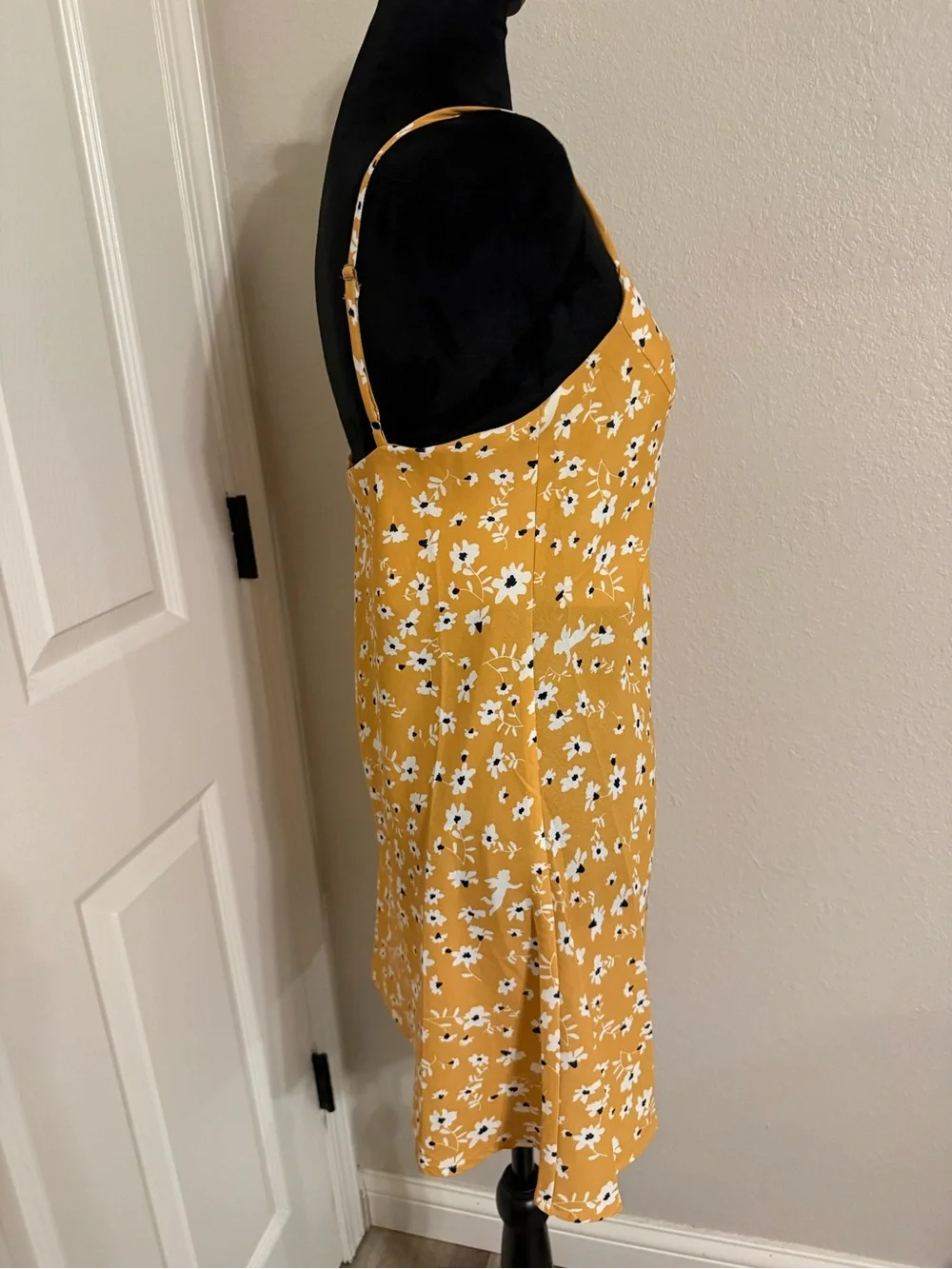 Princess Polly Mustard Floral Print Dress with White and Black Accents